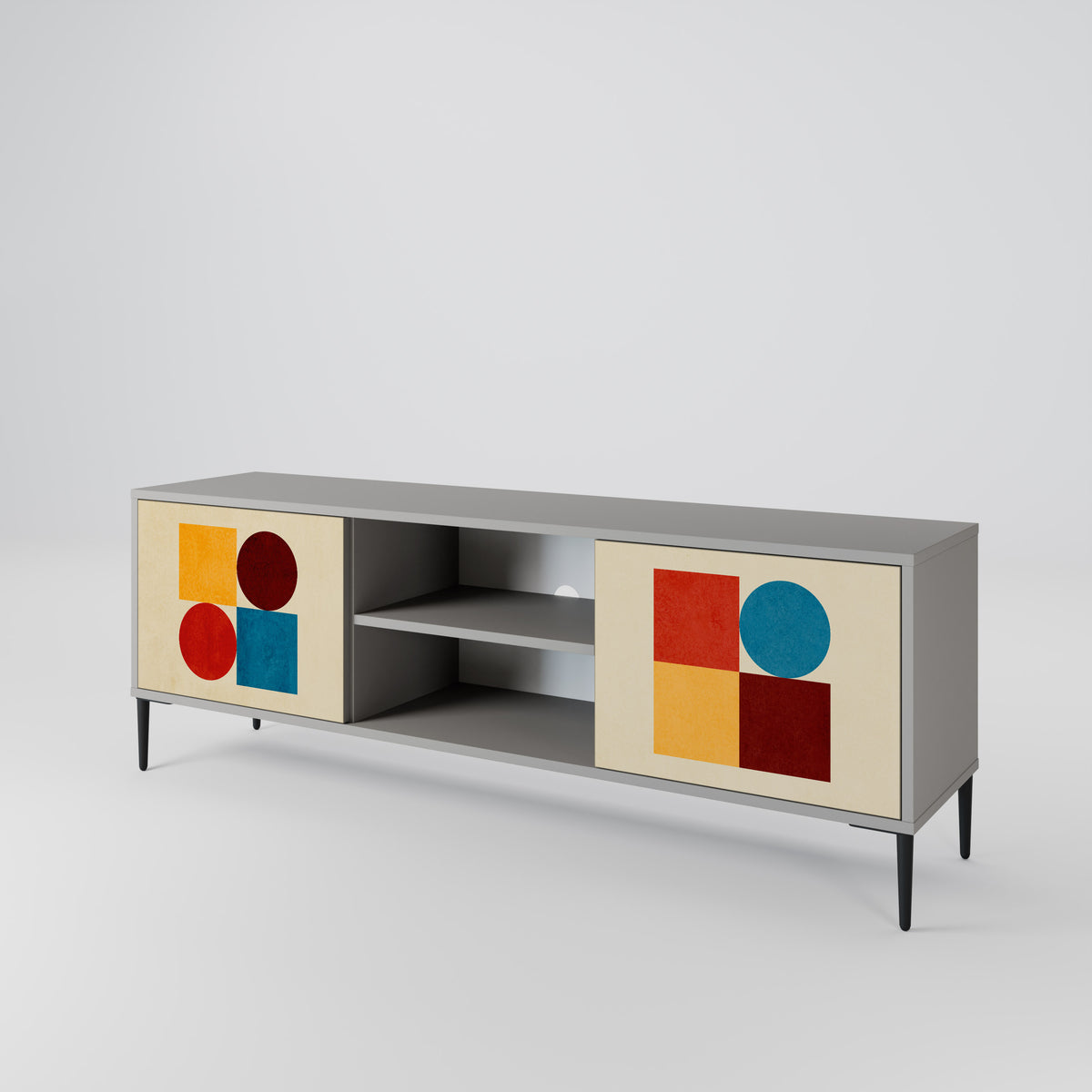 GEOMETRIC PUZZLE TV-bänk med två dörrar