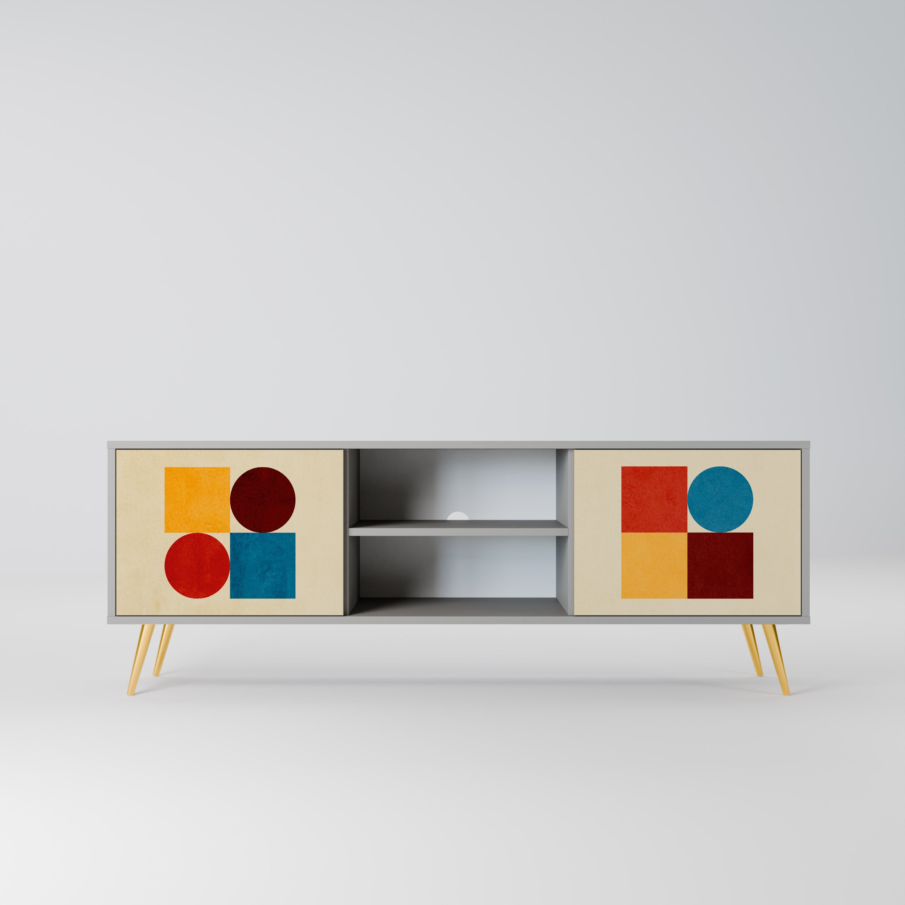 GEOMETRIC PUZZLE 2-dörrars TV-ställ i grå finish