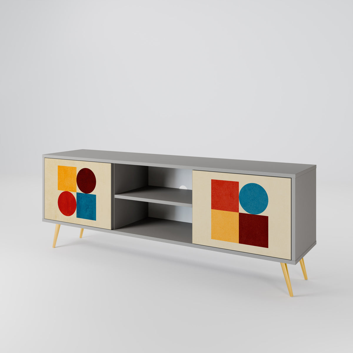 GEOMETRIC PUZZLE TV-bänk med två dörrar