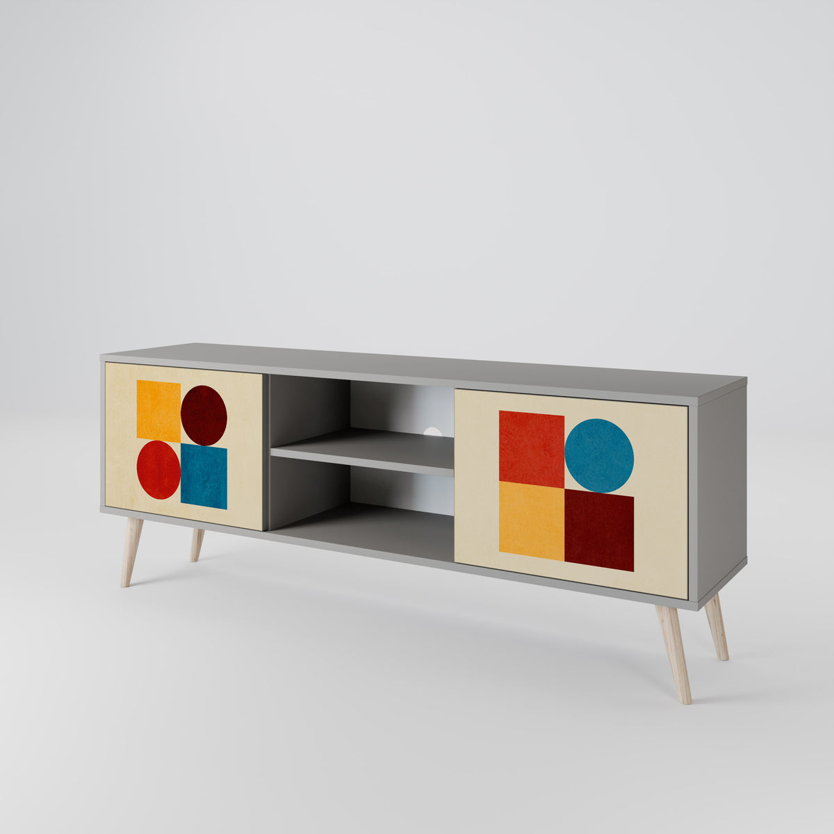 GEOMETRIC PUZZLE TV-bänk med två dörrar