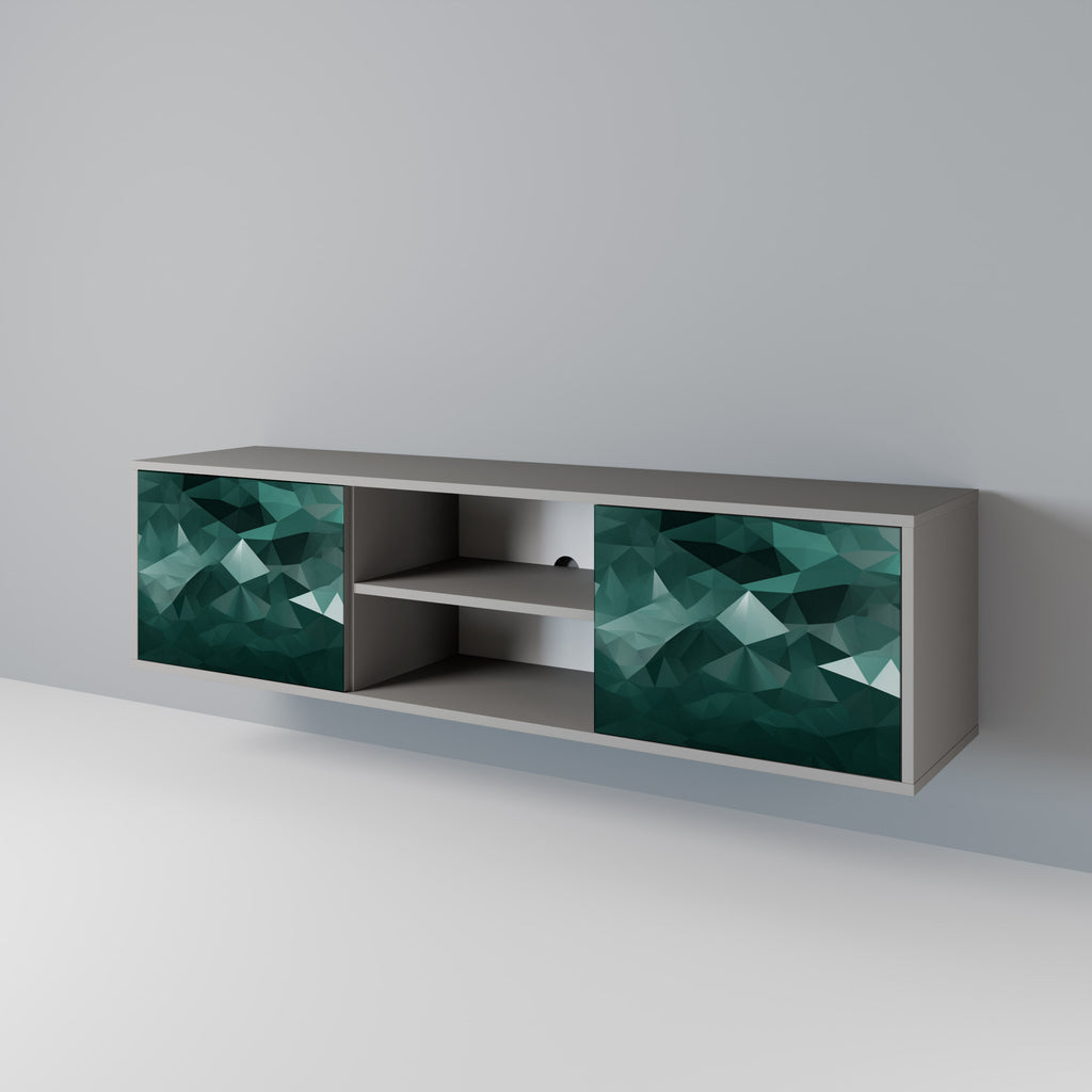 POLYGONAL FLYTANDE 2-dörrars TV-bänk i grå finish