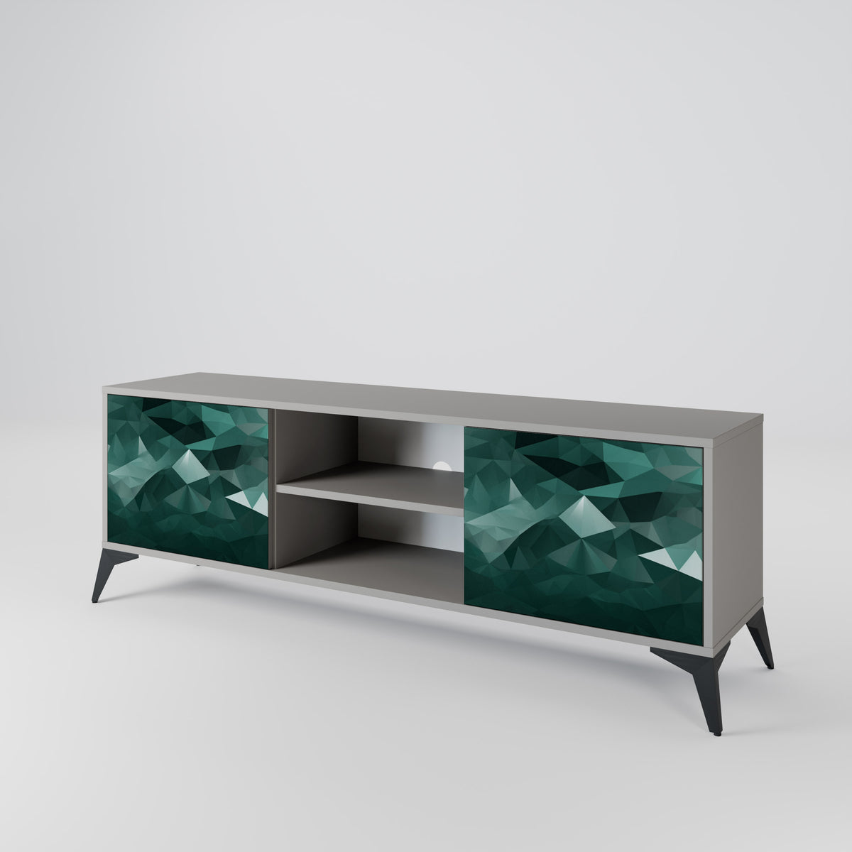 POLYGONAL FLOATING TV-bänk med två dörrar