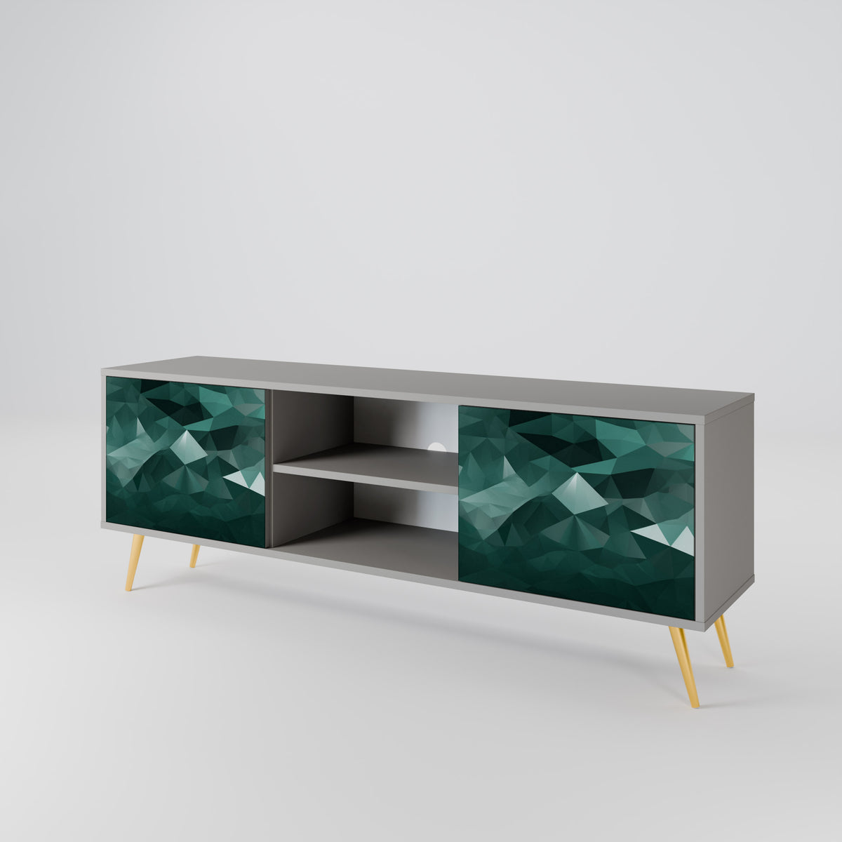 POLYGONAL FLOATING TV-bänk med två dörrar