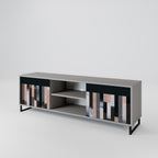 COLLAGE OF RECTANGLES 2-Door TV Stand in Grey Finish