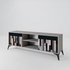 COLLAGE OF RECTANGLES 2-Door TV Stand in Grey Finish