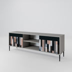 COLLAGE OF RECTANGLES 2-Door TV Stand in Grey Finish