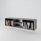 COLLAGE OF RECTANGLES 2-Door TV Stand in Grey Finish