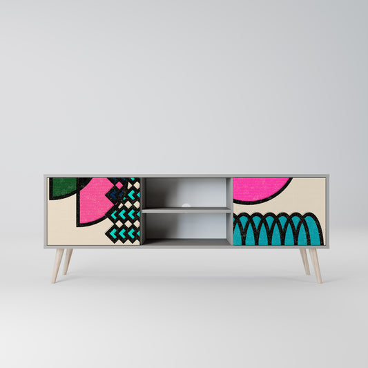 GEOMETRIC RHAPSODY 2-dörrars TV-bänk i grå finish