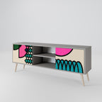 GEOMETRIC RHAPSODY 2-dörrars TV-bänk i grå finish