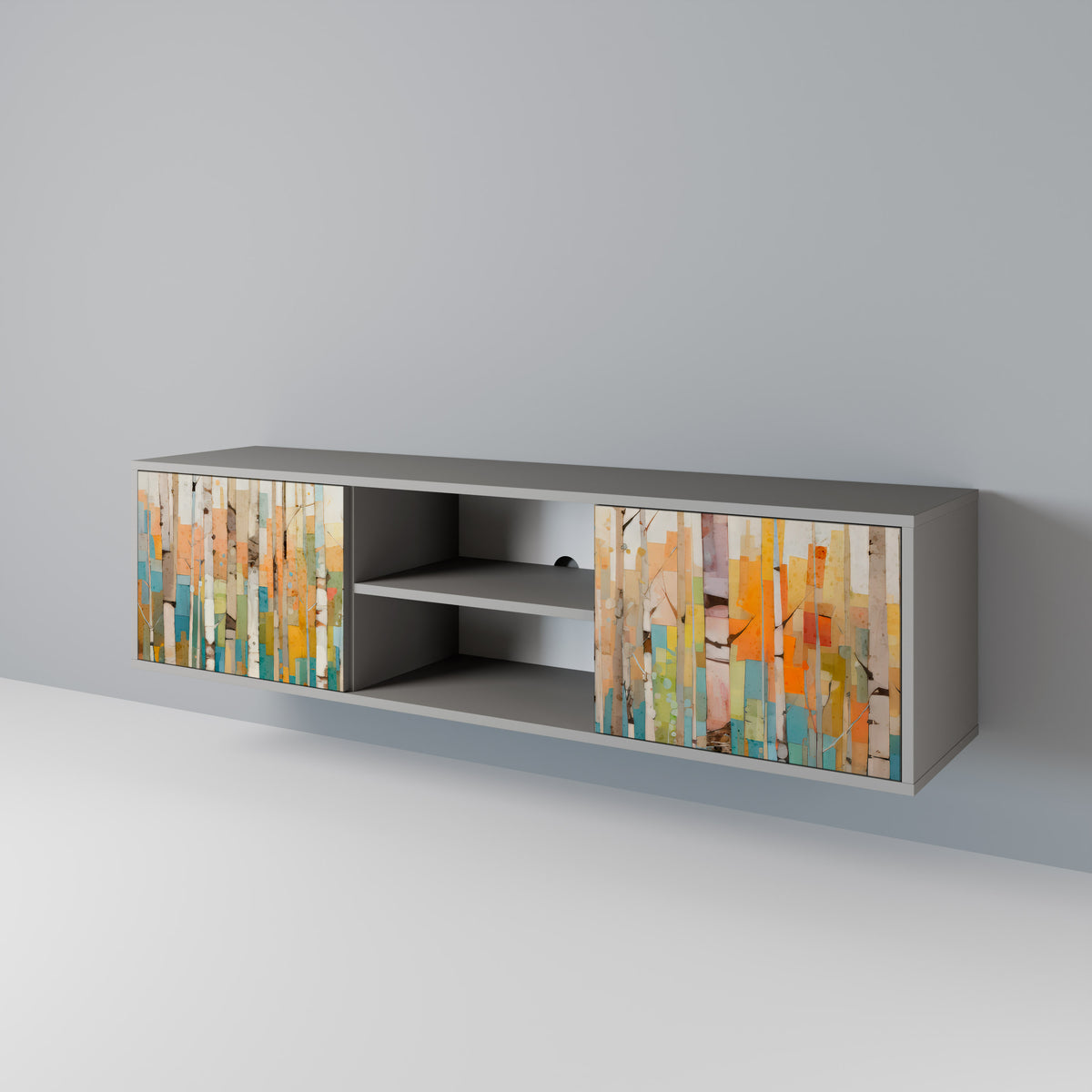 BIRCH KALEIDOSCOPE TV-bänk med två dörrar