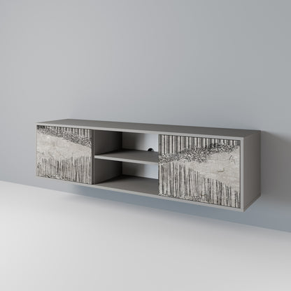 GRAIN LINES 2-Door TV Stand in Grey Finish
