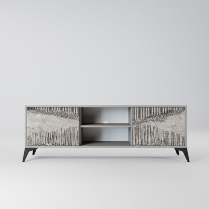 GRAIN LINES 2-Door TV Stand in Grey Finish