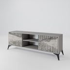 GRAIN LINES 2-Door TV Stand in Grey Finish