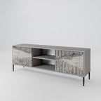 GRAIN LINES 2-Door TV Stand in Grey Finish