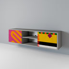 VIVID ART 2-Door TV Stand in Grey Finish