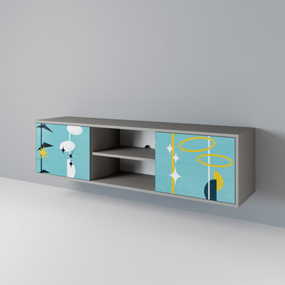 PATHS TO HAPPINESS 2-Door TV Stand in Grey Finish