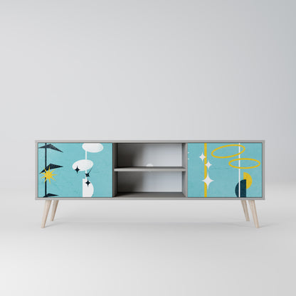 PATHS TO HAPPINESS 2-Door TV Stand in Grey Finish