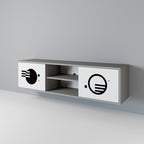 SVART OCH VITT KOMBINATION 2-dörrars TV-bänk i grå finish