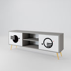 SVART OCH VITT KOMBINATION 2-dörrars TV-bänk i grå finish