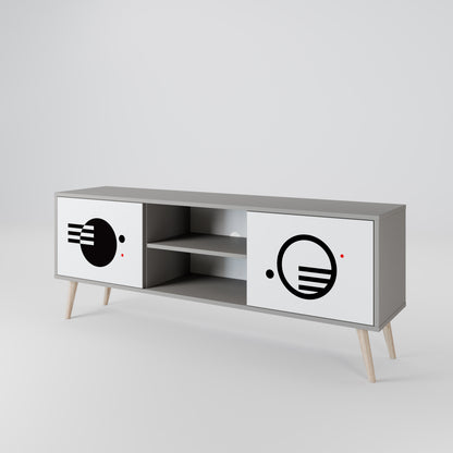 BLACK AND WHITE COMBINATION 2-Door TV Stand in Grey Finish