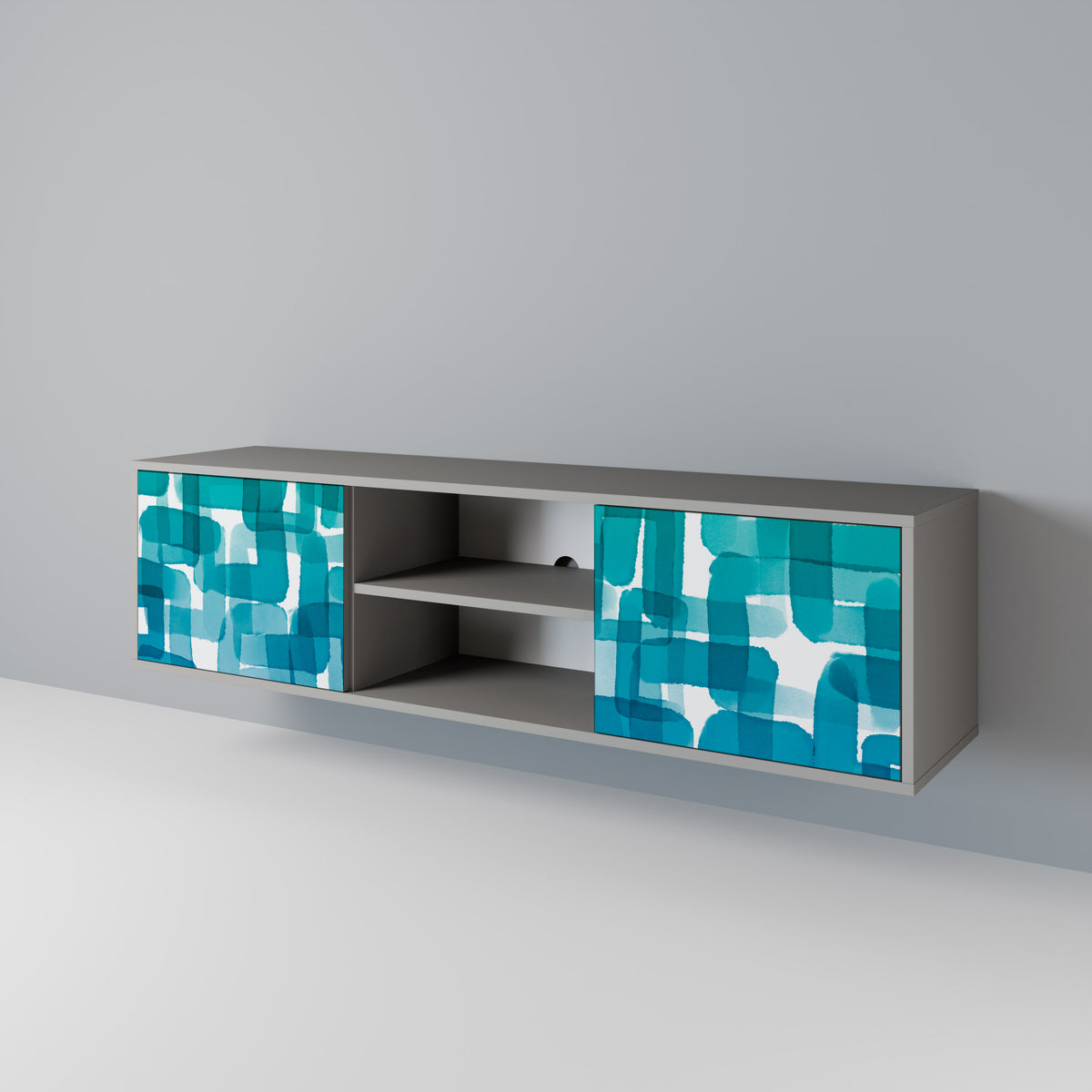 TURQUOISE RECTANGLES TV-bänk med två dörrar