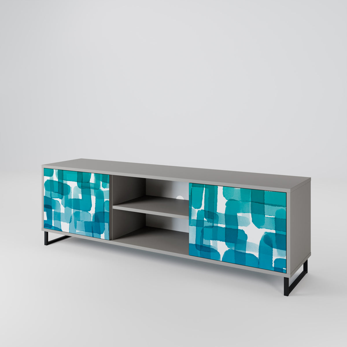TURQUOISE RECTANGLES TV-bänk med två dörrar