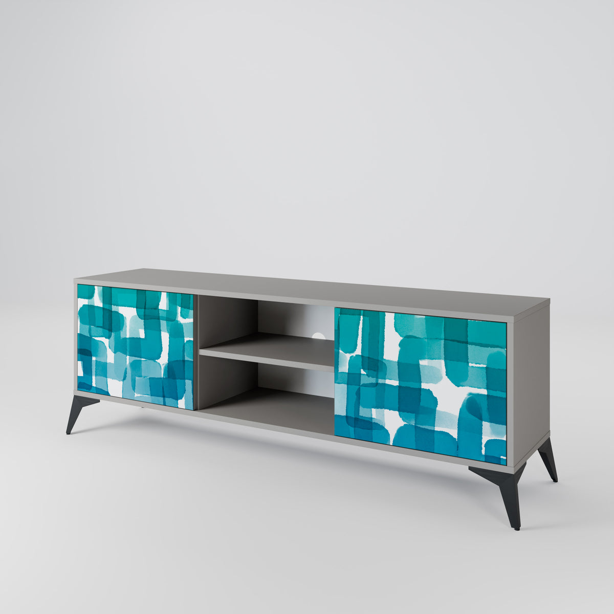TURQUOISE RECTANGLES TV-bänk med två dörrar