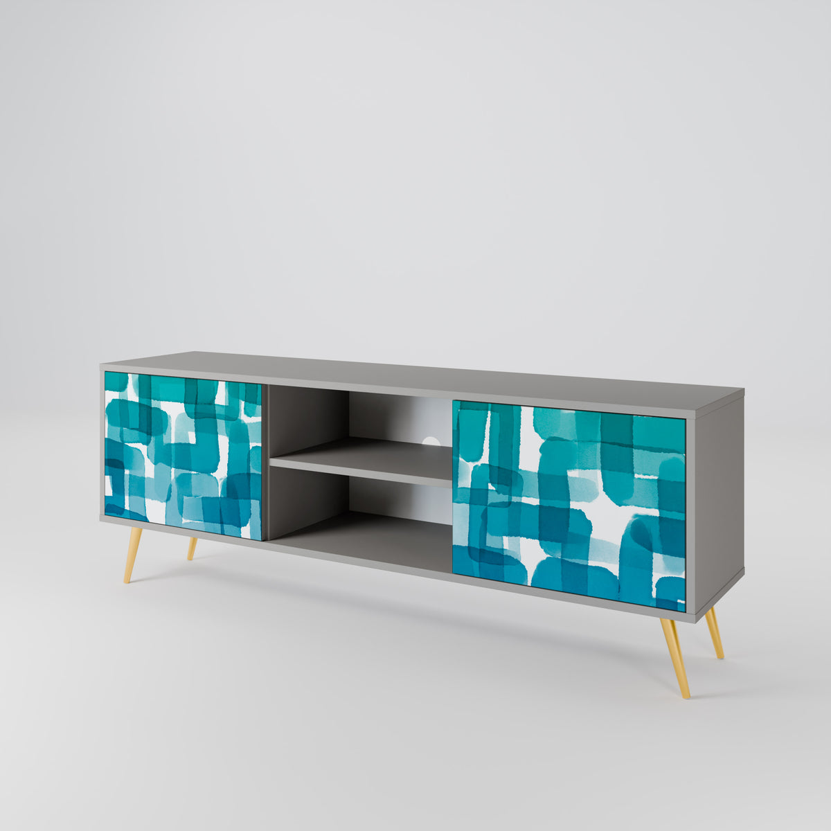 TURQUOISE RECTANGLES TV-bänk med två dörrar