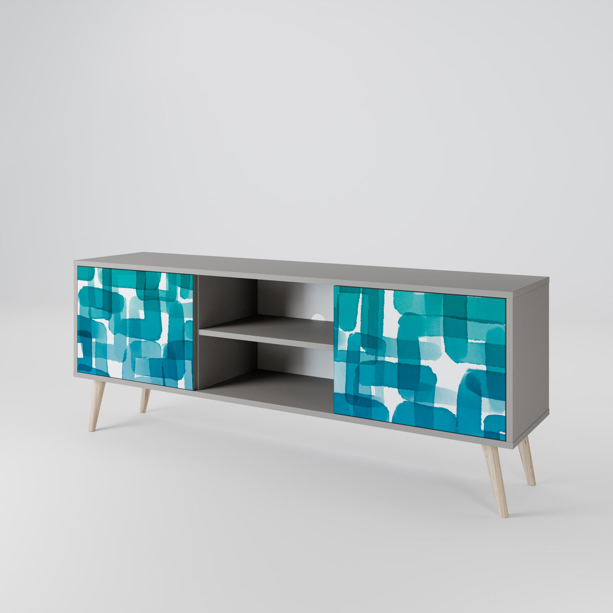 TURQUOISE RECTANGLES TV-bänk med två dörrar
