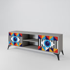 ABSTRACTION AND GEOMETRY 2-Door TV Stand in Grey Finish