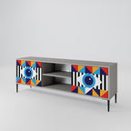 ABSTRACTION AND GEOMETRY 2-Door TV Stand in Grey Finish