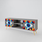 ABSTRACTION AND GEOMETRY 2-Door TV Stand in Grey Finish