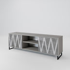 SOLID ZIG ZAG 2-Door TV Stand in Grey Finish
