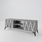 SOLID ZIG ZAG 2-Door TV Stand in Grey Finish