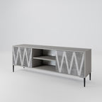 SOLID ZIG ZAG 2-Door TV Stand in Grey Finish
