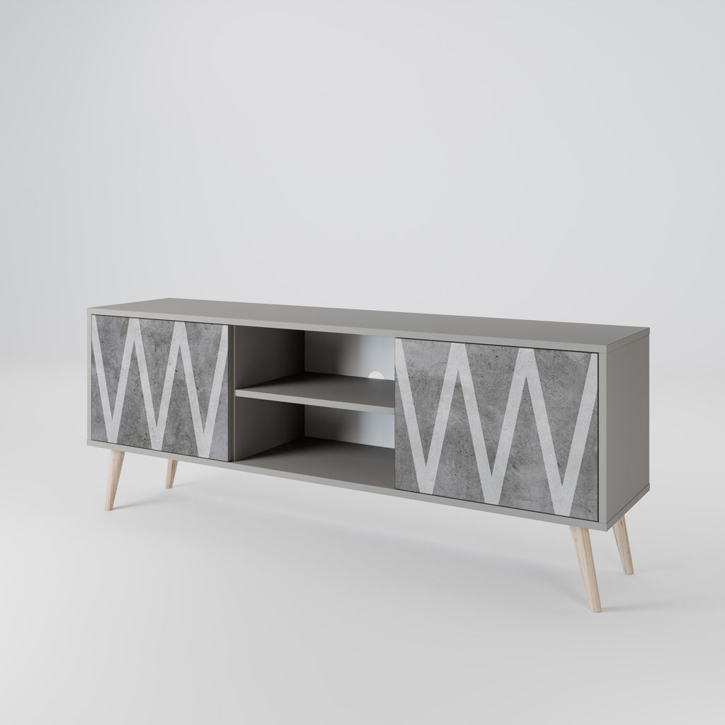 SOLID ZIG ZAG 2-dörrars TV-bänk i grå finish