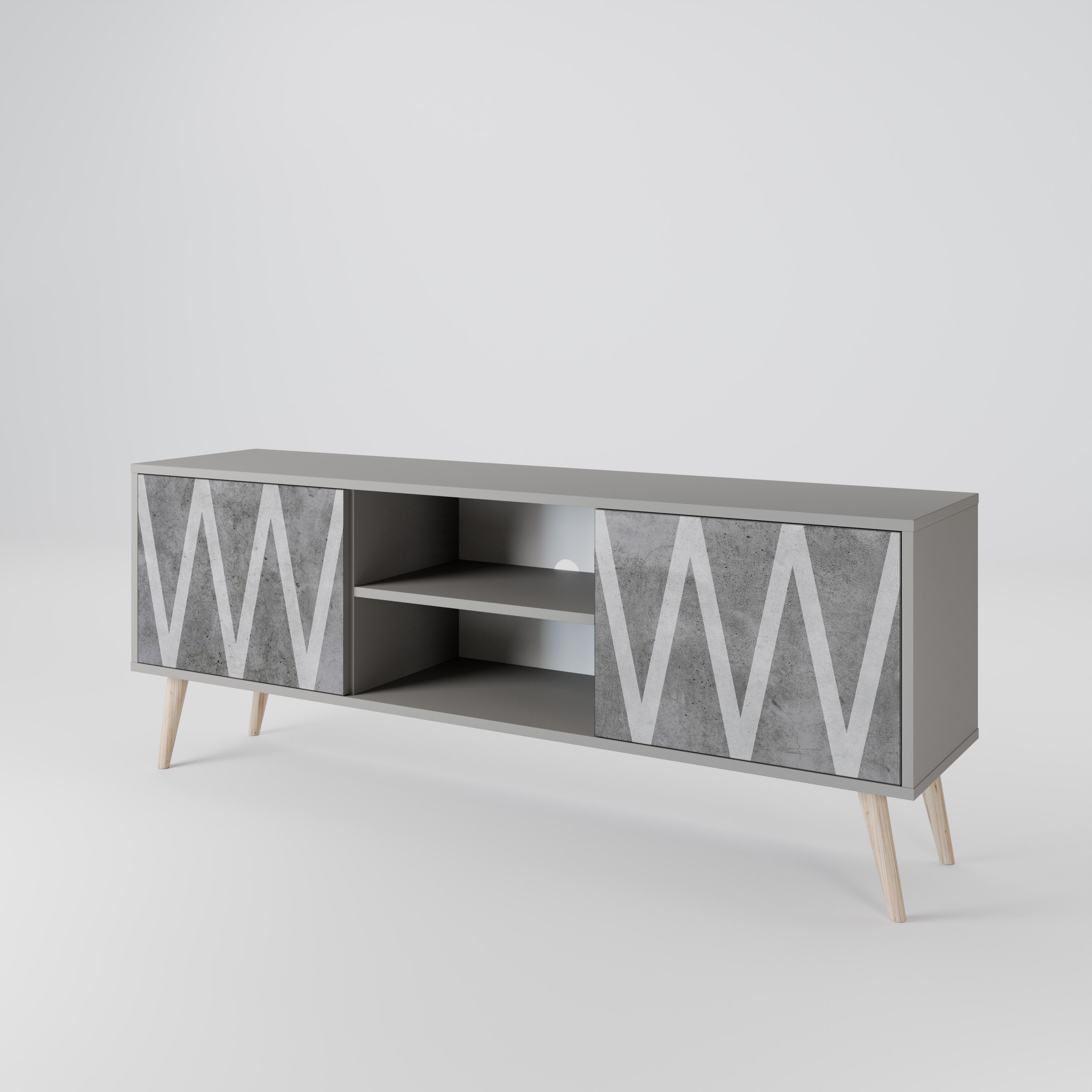 SOLID ZIG ZAG 2-dörrars TV-bänk i grå finish