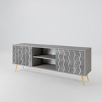 WAVES OF CONCRETE 2-Door TV Stand in Grey Finish