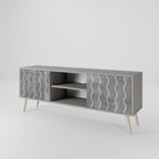 WAVES OF CONCRETE 2-Door TV Stand in Grey Finish