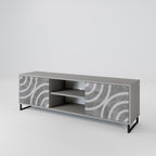 CIRCLE CONCRETE 2-Door TV Stand in Grey Finish