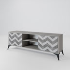 TOUGH ZIG ZAG 2-Door TV Stand in Grey Finish