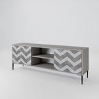TOUGH ZIG ZAG 2-Door TV Stand in Grey Finish
