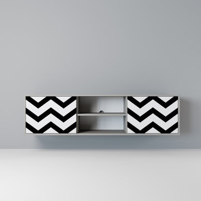 CLASSIC ZIG ZAG 2-dörrars TV-bänk i grå finish
