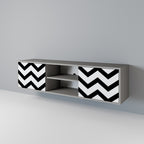 CLASSIC ZIG ZAG 2-dörrars TV-bänk i grå finish