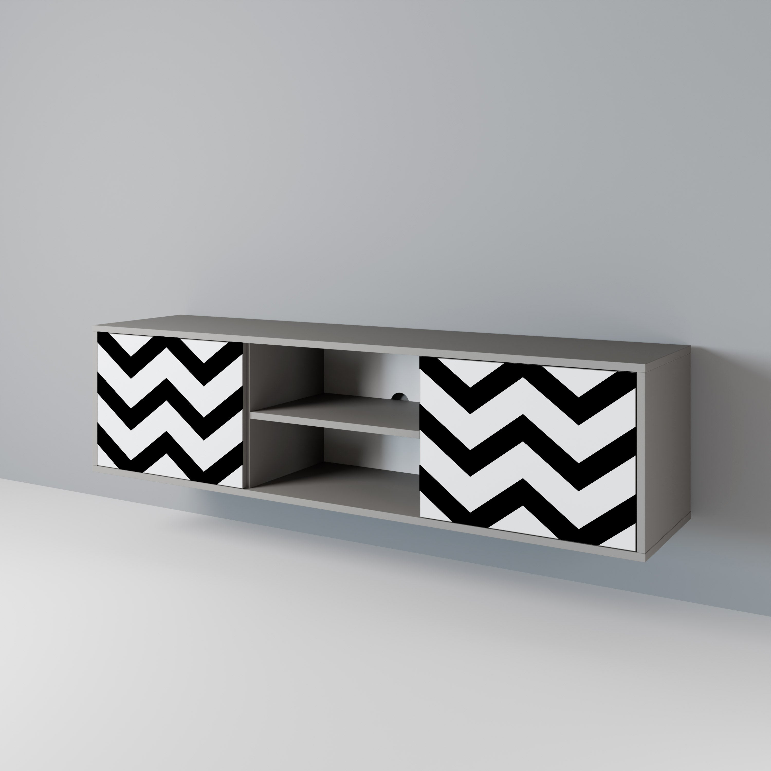 CLASSIC ZIG ZAG 2-dörrars TV-bänk i grå finish