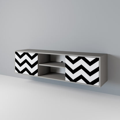 CLASSIC ZIG ZAG 2-dörrars TV-bänk i grå finish