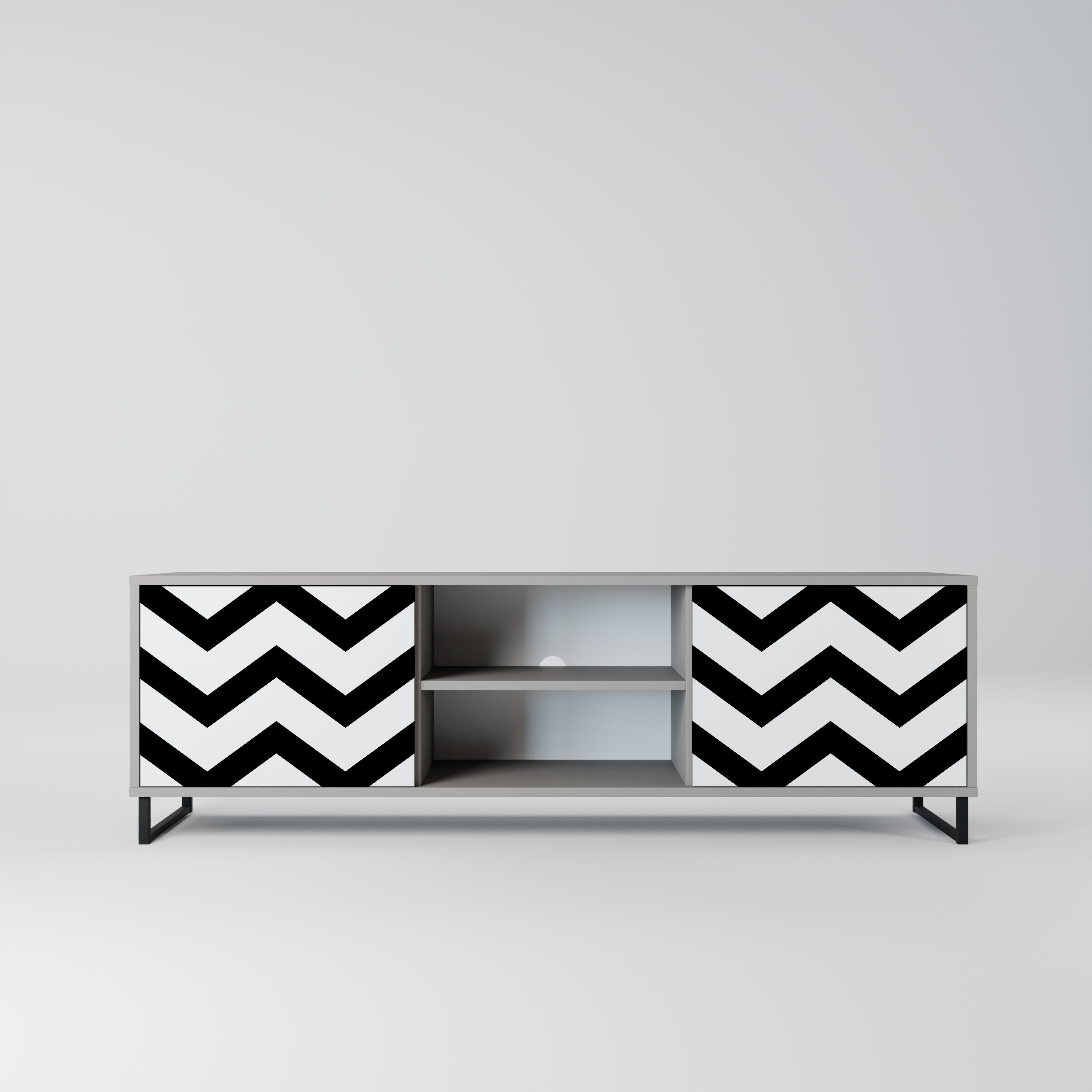 CLASSIC ZIG ZAG 2-dörrars TV-bänk i grå finish