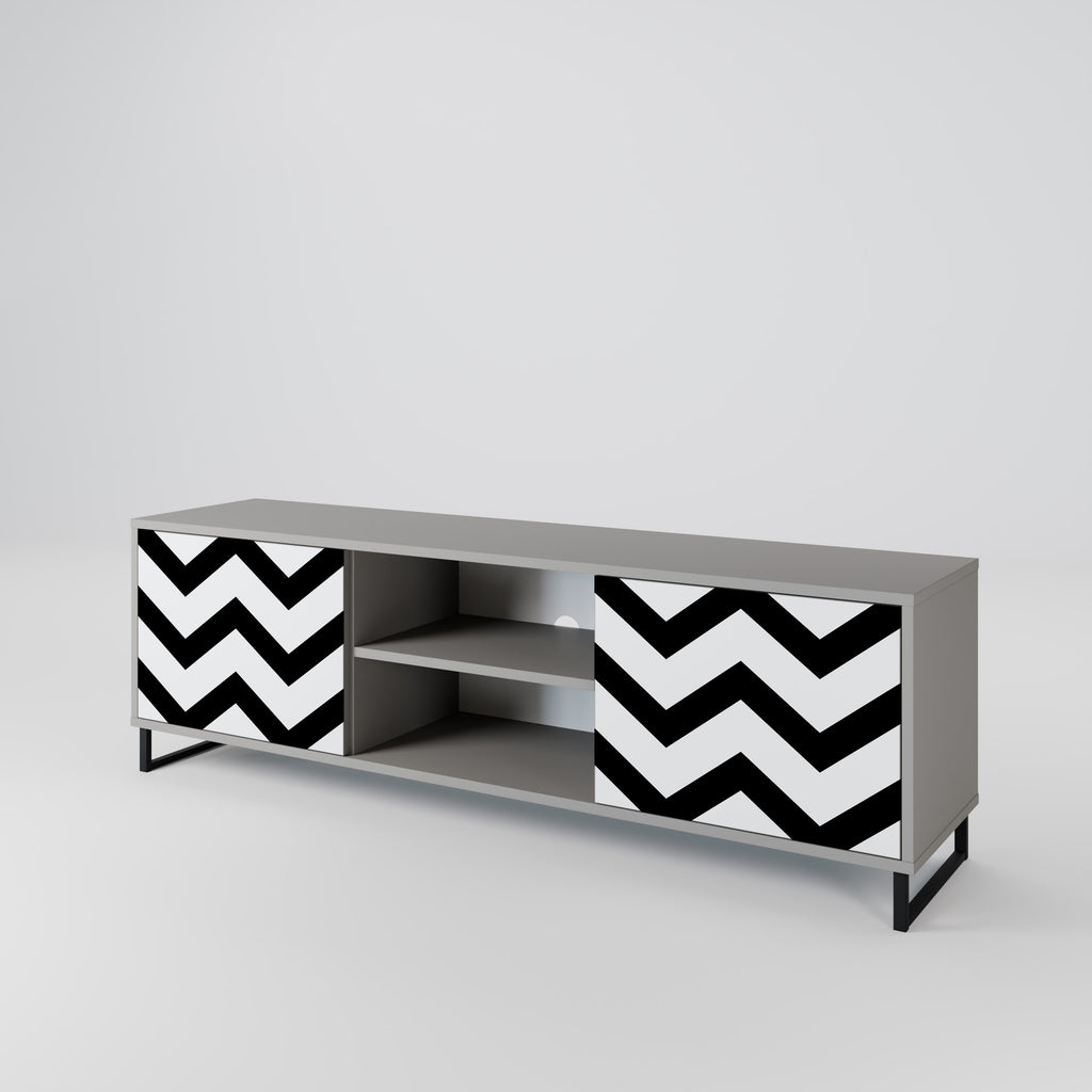 CLASSIC ZIG ZAG 2-dörrars TV-bänk i grå finish
