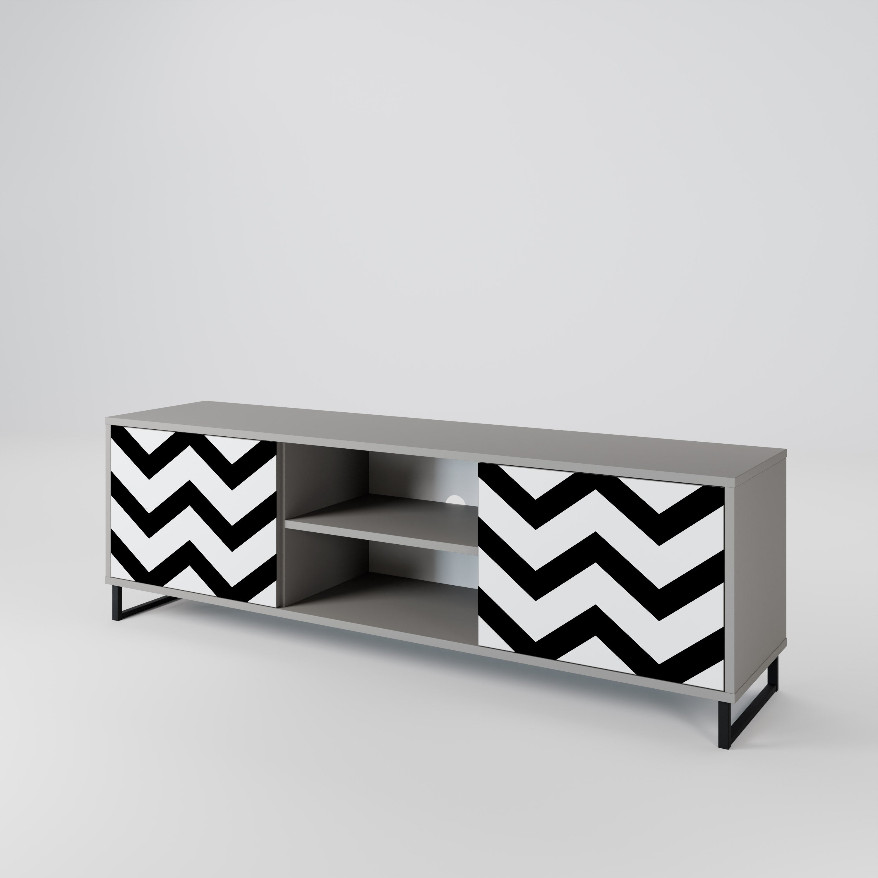 CLASSIC ZIG ZAG 2-dörrars TV-bänk i grå finish
