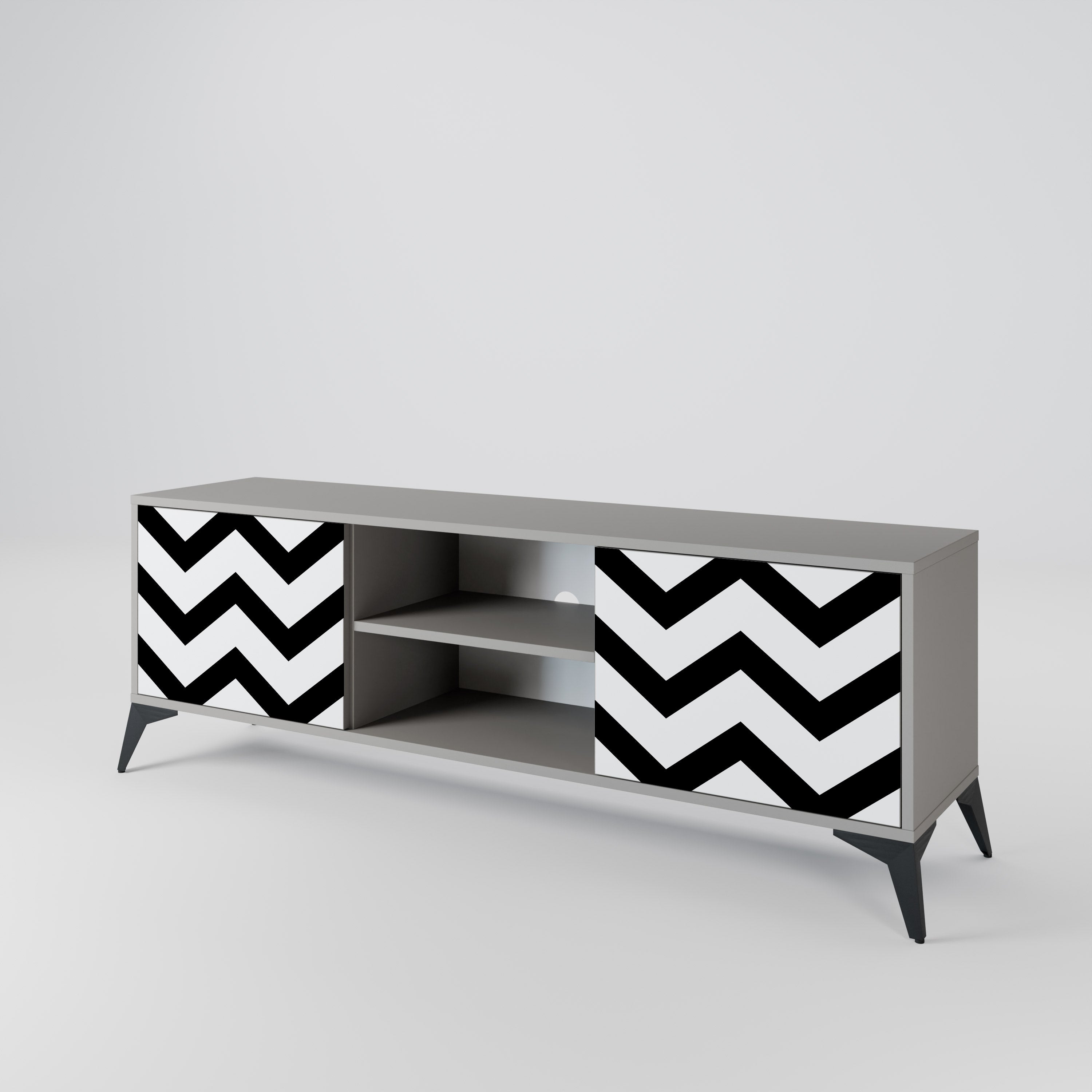 CLASSIC ZIG ZAG 2-dörrars TV-bänk i grå finish